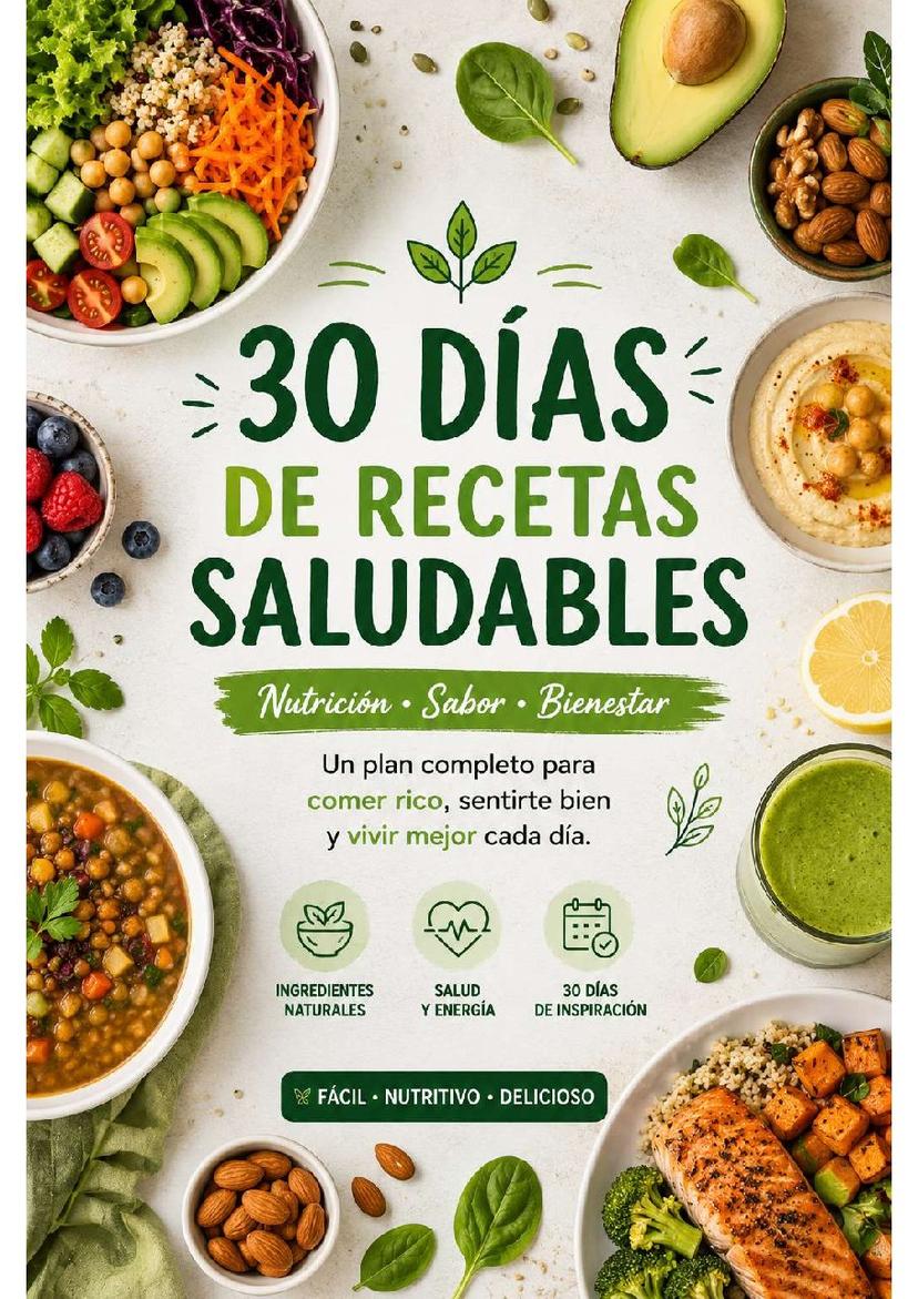 Portada de 30 Días de Recetas Saludables